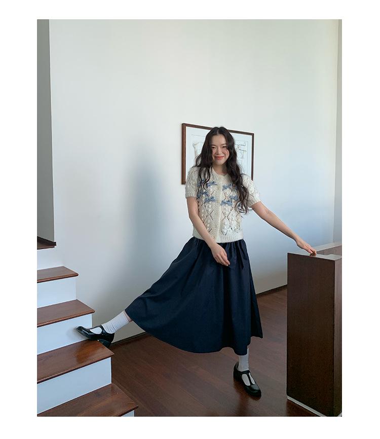 2025 Early Spring French Bow A-Line Skirt C3626: Gentle, Elegant, Large-Swing Design