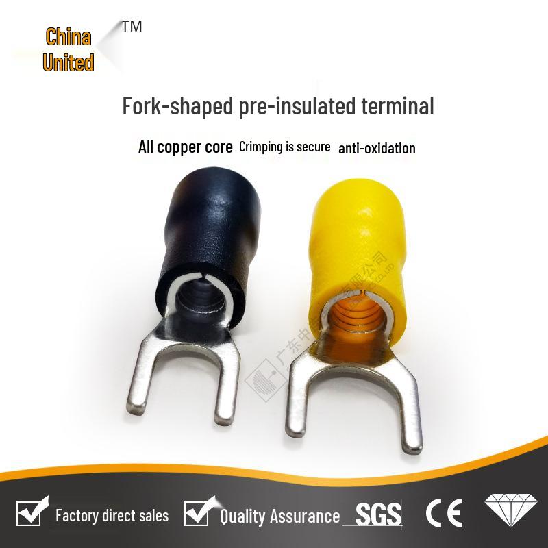 Intermediate PVC Insulated Fork Terminal SV Copper Cold Crimp Y-Type Quick Connect Wire Lug