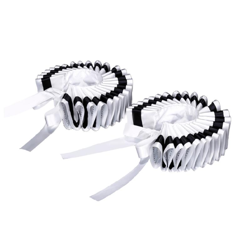 Renaissance Victorian Black Edging Ruffle False Collar and Wrist Cuffs Set Colonial Clown Choker Neck Collar Cuffs