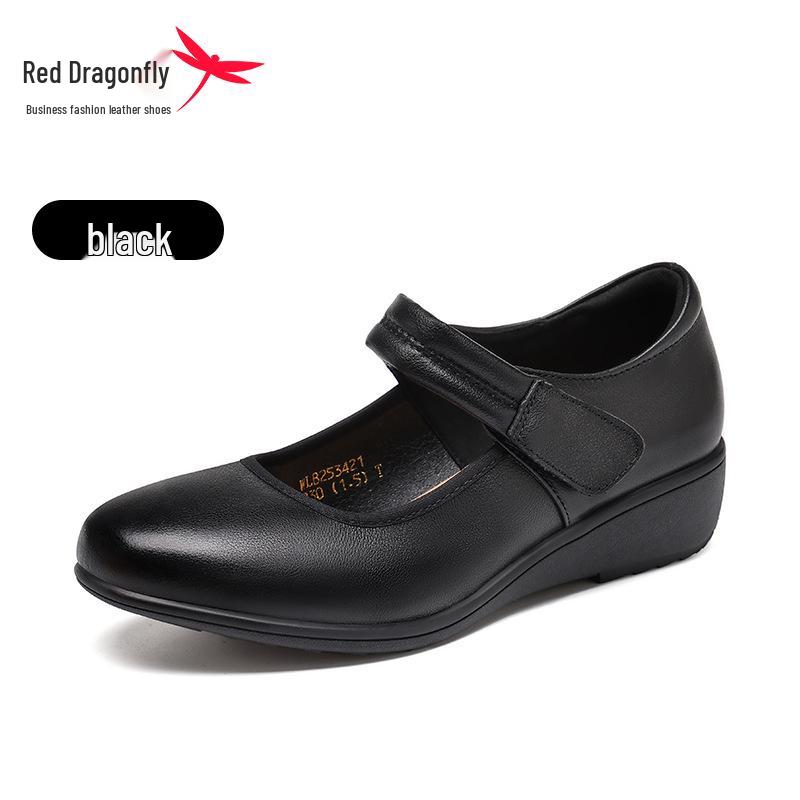 Red Dragonfly Women s Genuine Leather Mary Jane Wedge Flats - Summer Style Casual Shoes for Ladies 36