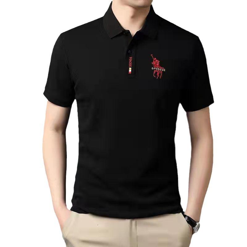 Short Sleeve T-Shirt Men'S Polo Shirt Medium Men'S Casual Solid Color Embroidered Lapel Polo