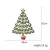 Rinhoo Green Enamel Christmas Tree Brooches For Women Vintage Colorful Rhinestone Xmas Tree Pins Fashion New Year Party Jewelry