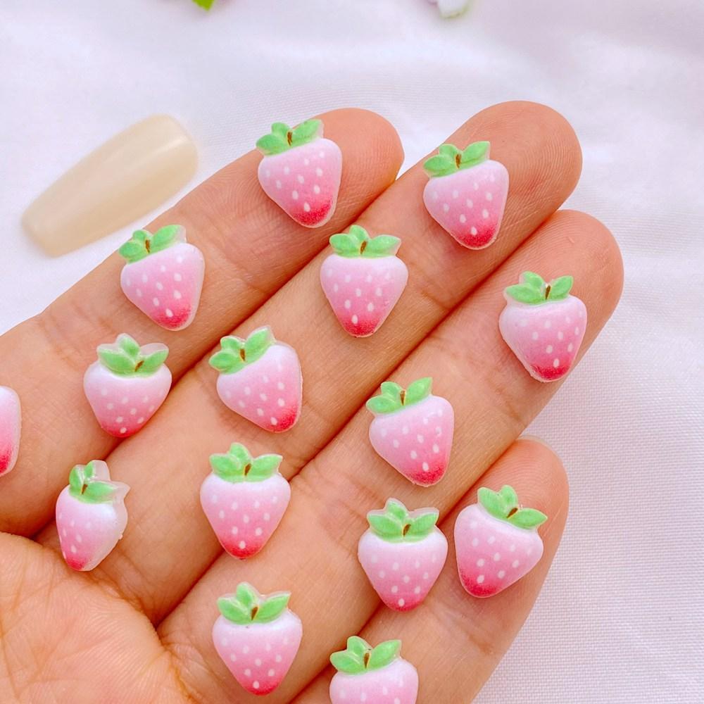 50Pcs New Cute Resin 8-12mm Mini Cherry Watermelon Fruits Series Flat Back Manicure Parts Embellishments For Hair Bows