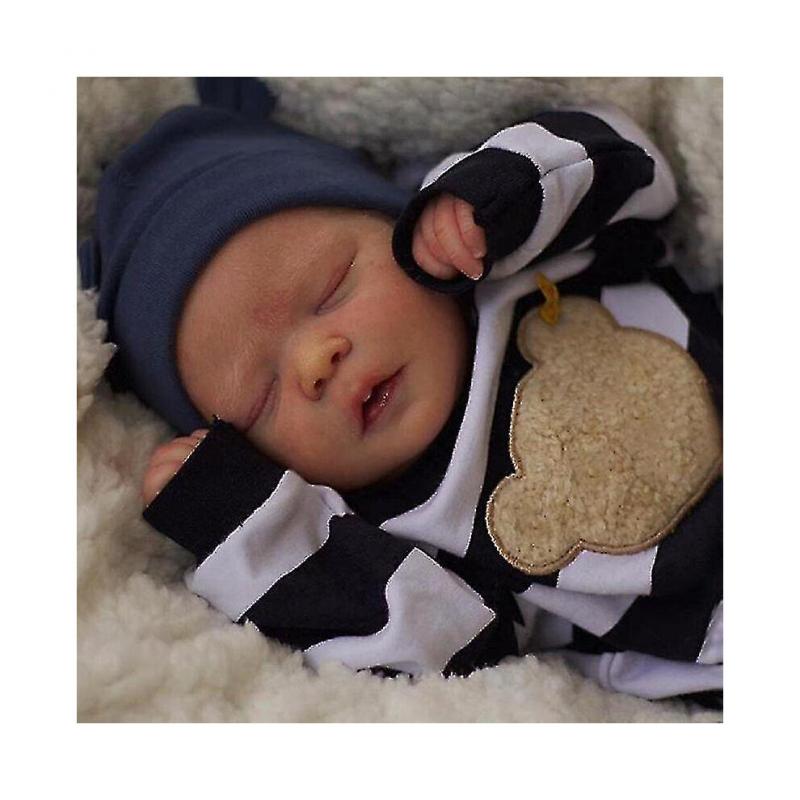 45cm Zwei Körperoptionen Premie Bebe Puppe Reborn Schlafend Lebensecht Weiche Haptik Kuscheliges Baby 3D Haut Sichtbare Adern Künstlerpuppe