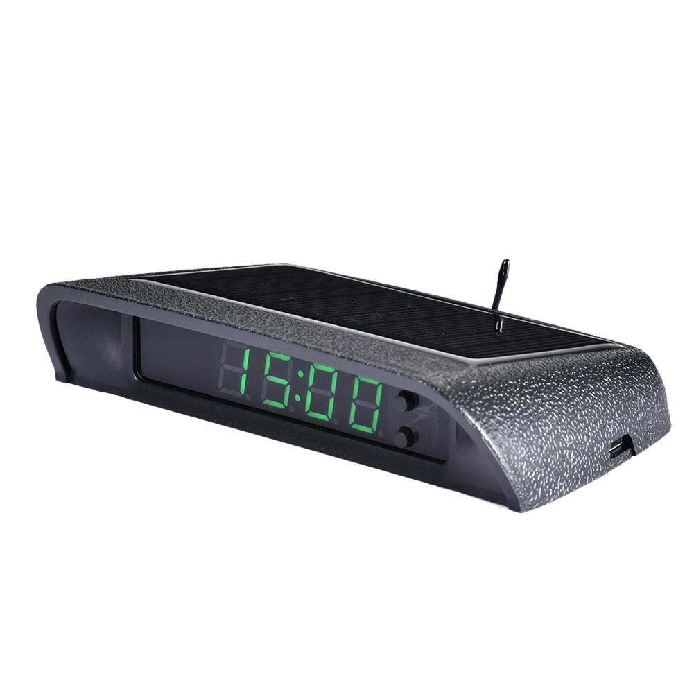 Solar Charging Powered Car Clock Auto Internal Stick-On Digital Watch 24-Hour 3-level Brightness Automatic Adjustment Car Clock