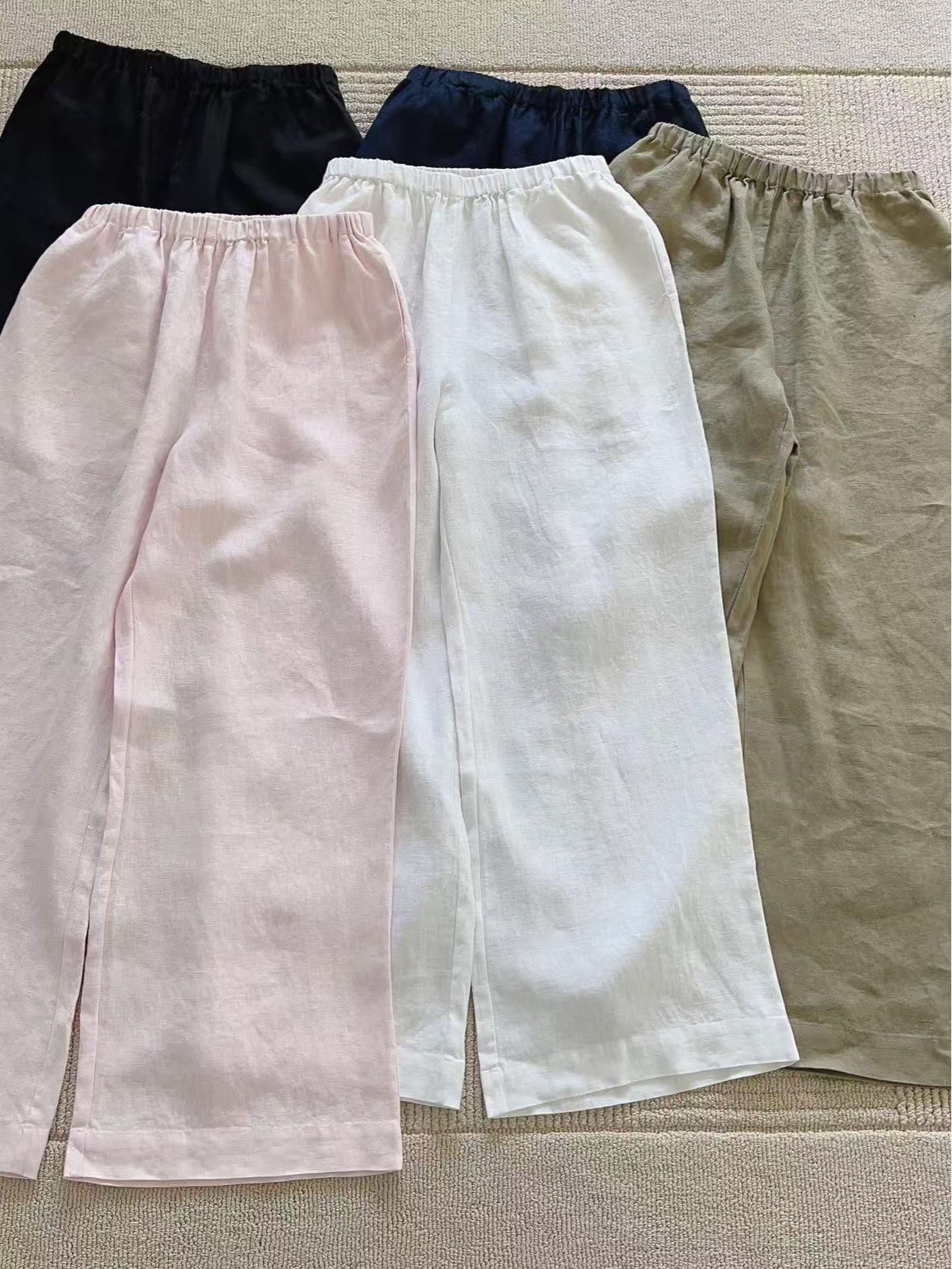 

Linen Wide-Leg Pants for Women 10 темно-синий