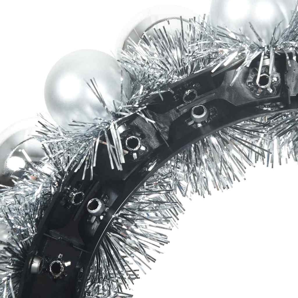 Christmas Ball Wreaths 2 pcs Silver 33 x 33 x 7 cm Polystyrene