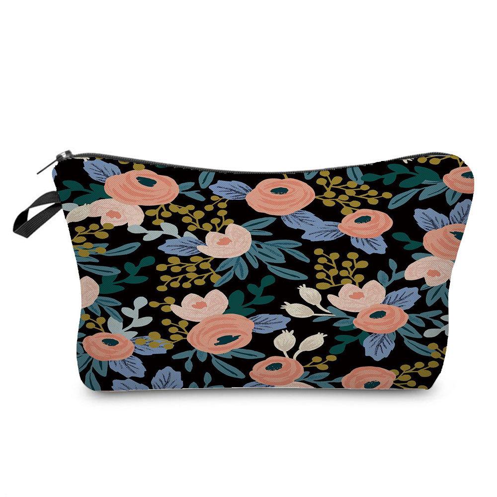 Women Flower Print Cosmetic Bag Toiletries Organize Travel Storage Case 6379