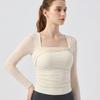 Women's Padded Long Sleeve Yoga Shirt, Crop Top, Sexy Mesh Gym Shirt, Running Workout T-shirt, Fitness Sports, Pilates Wear