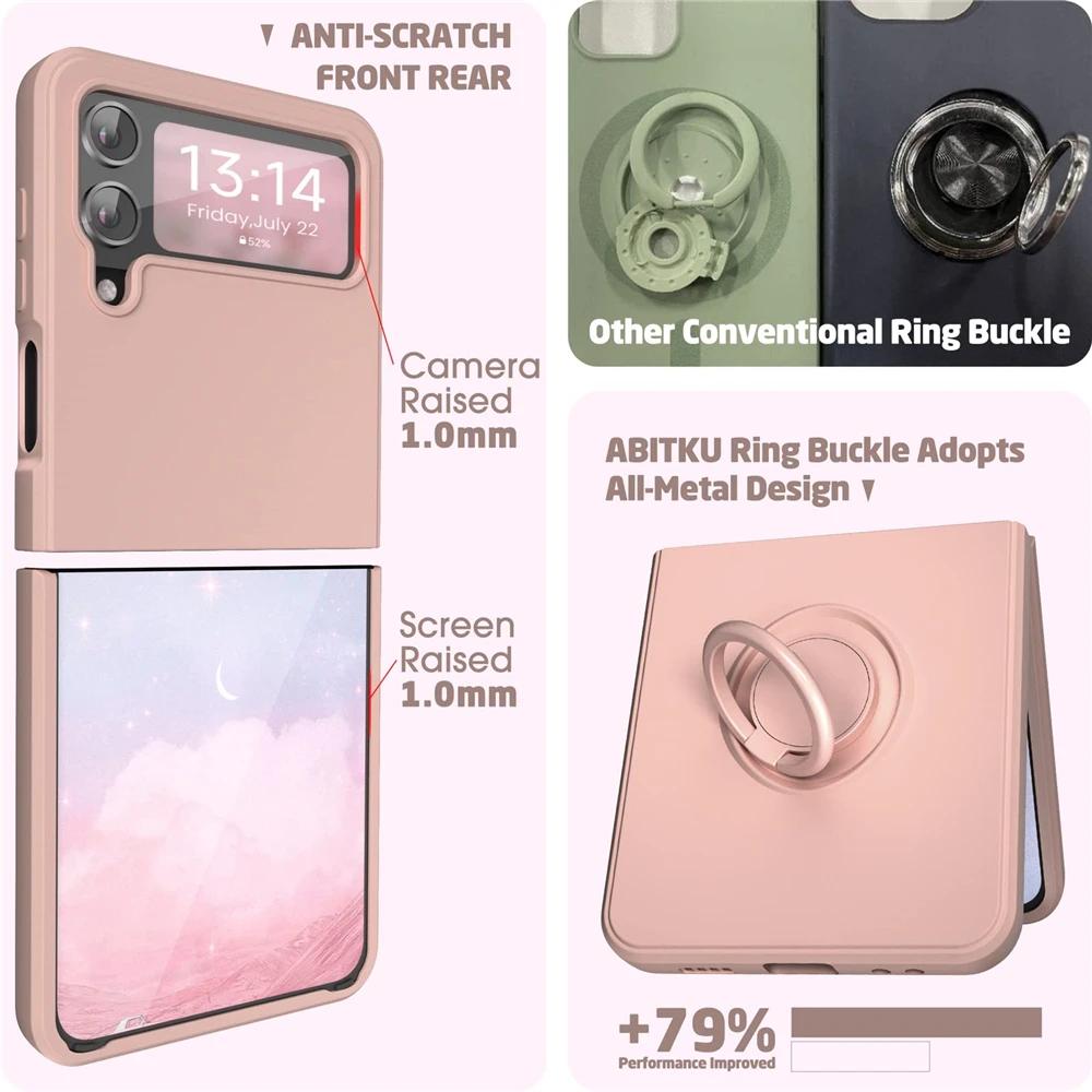 Hot Sales Skin Feel Liquid Silicone Flip Case for Samsung Galaxy Z Flip 7 FE 6 5 4 3 Anti-Drop Ring Holder Magnetic Bracket Case