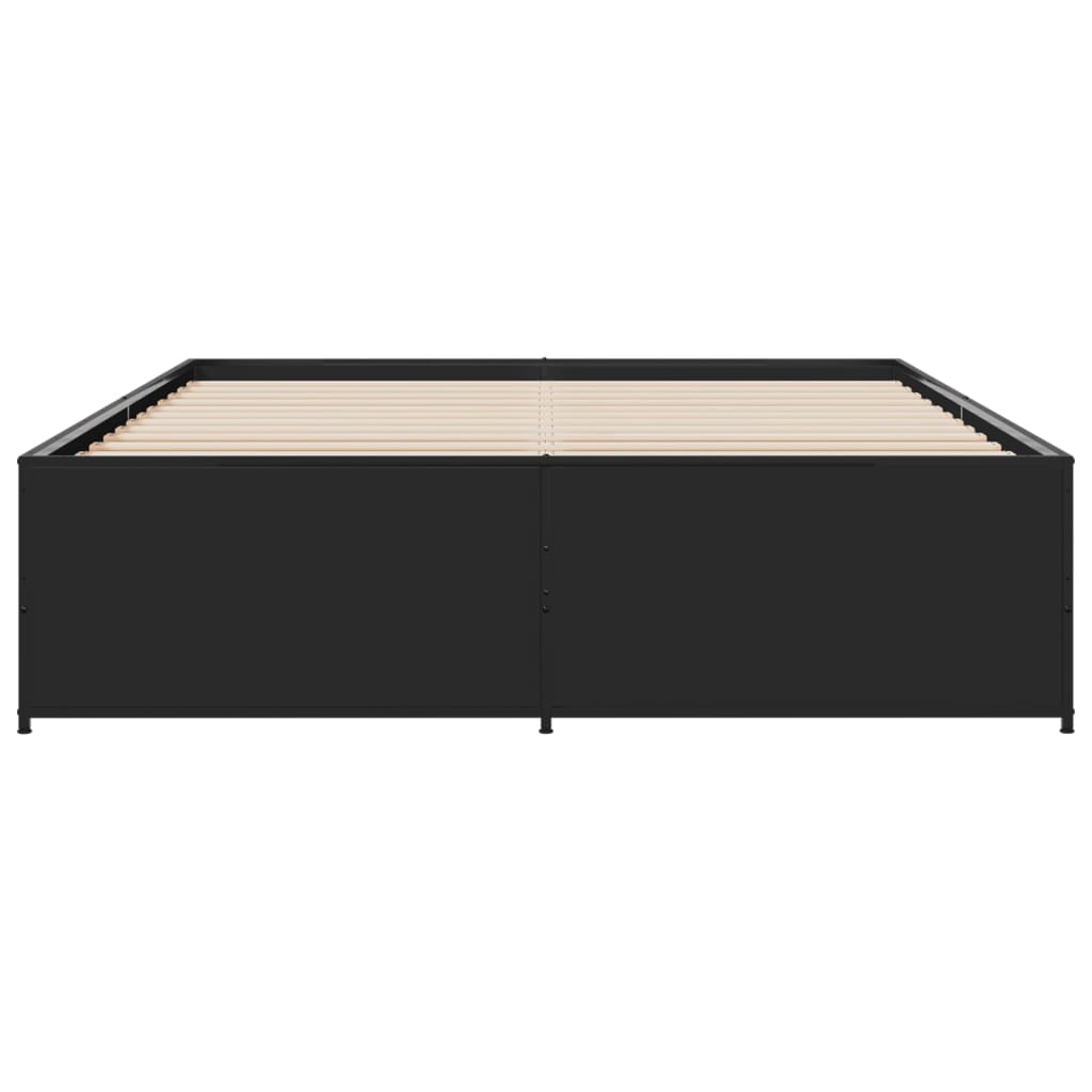 Bed Frame Black 140 x 200 cm Particleboard and Metal