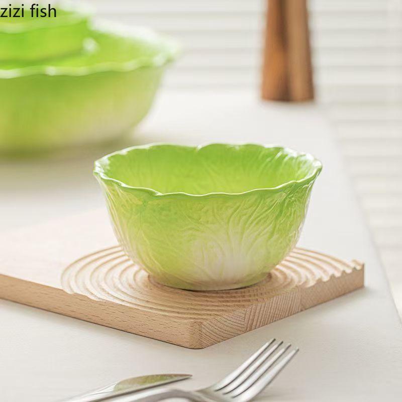 Cabbage Ceramic Dessert Bowl Rice Bowls Soup Plate Dining Plate Fruit Plates Salad Bowl Noodle Bowls Snack Plates Dim Sum Dish