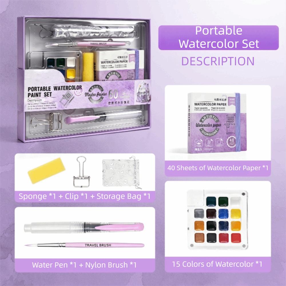Mini Paint Pigment Box Foldable Travel Painting Tray Watercolor Paint Palette Travel