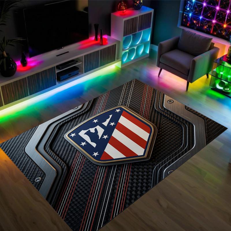 Atletico Madrid Design Crystal Velvet Carpet Cozy Non?Slip Printed Rug For Bedroom Living Room Entrance