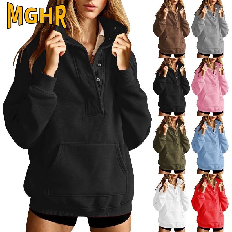 MGHR Women's Fashion Casual Solid Color Print Autumn Winter Long Sleeve Hoodie