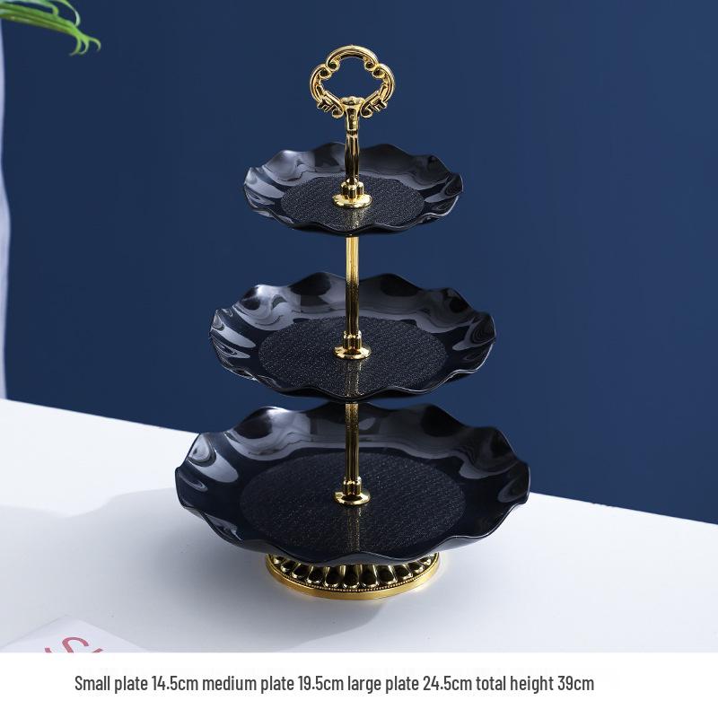 Luxusní vícepatrový stojan na ovoce a občerstvení: Třípatrový držák na dezerty a cukroví do obývacího pokoje