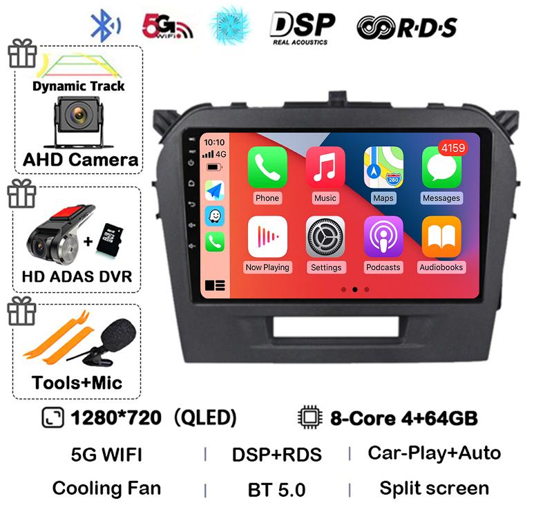 Android 14 Carplay Auto WIFI+4G For Suzuki Vitara 4 2017 2018 2019 2020 2021 2022 Car Radio Stereo Multimedia GPS Video Player