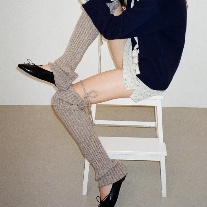 Drawstring Leg Warmer - Oatmeal