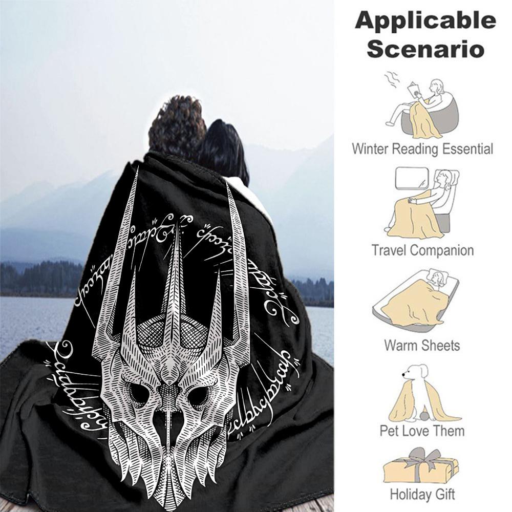 1pc Dragon Skull Tattoo  - Throw Blanket, Soft, Flannel Blankets, Living Room,  All Seasons Use-1021040