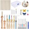 35-teiliges Punch Needle Set, Verstellbares Garn Punch Needle Set, Holz Punch Needle Werkzeug Stickset für Nähen DIY Handwerk, Stickgarn Kreuzstich