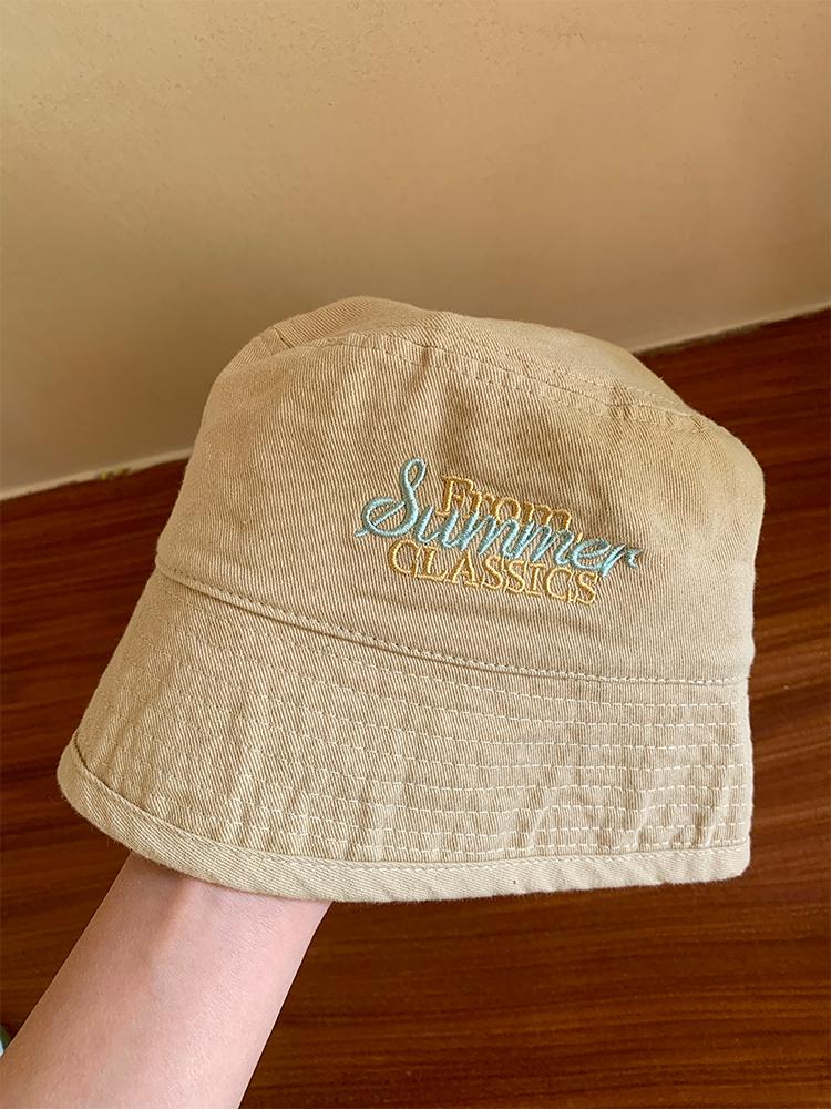 Bucket hat new spring and summer solid color letter basin hat versatile bucket hat sunscreen visor hat