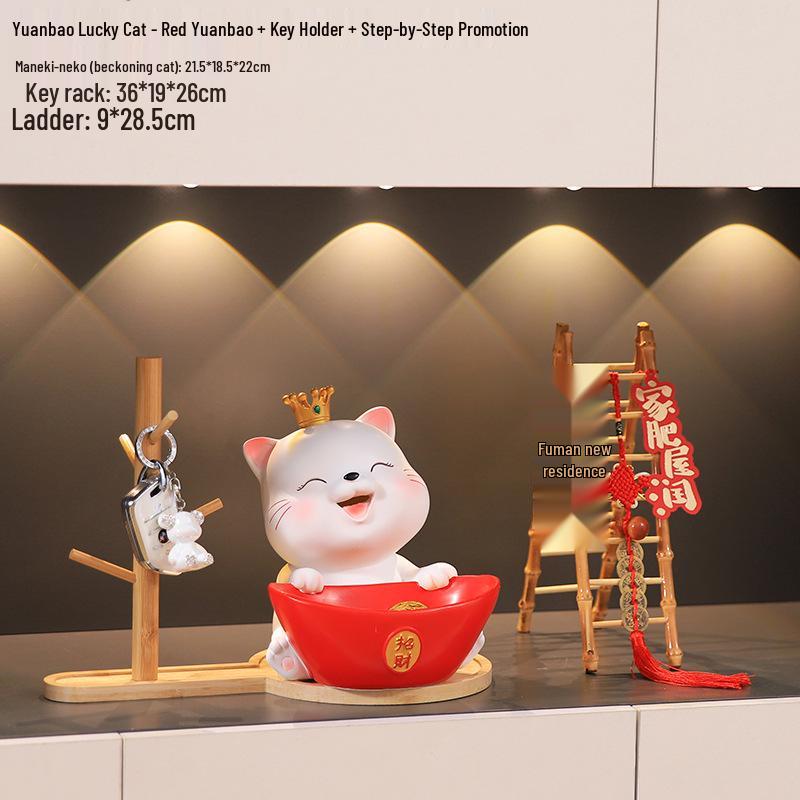 Housewarming Gift: Lucky Cat Key Holder & Shoe Cabinet Ornament for Entryway and Living Room