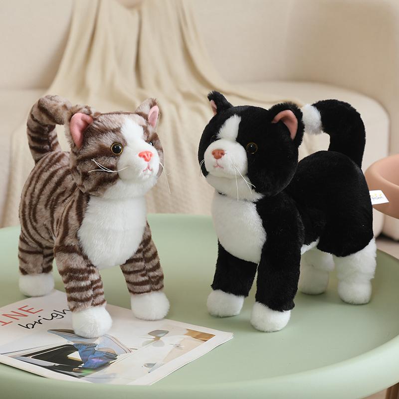 25CM Simulation Cat Doll Stuffed Animal Lifelike Pet Cat Toys Home Ornament Holiday Surprise Gift
