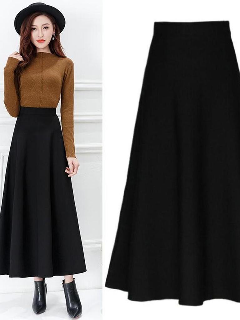 Herbst Winter Hohe Taille Langes Kleid A-Linie Kleider Übergröße Damenbekleidung Neuer Stil Elegant Vielseitig Schlankmachend Hüftabdeckung