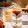 Schöner Holzgriff Glas Espresso Messbecher Einzel-/Doppelmund Milchkännchen Kaffeezubehör Transparenter Küchen-Messbecher