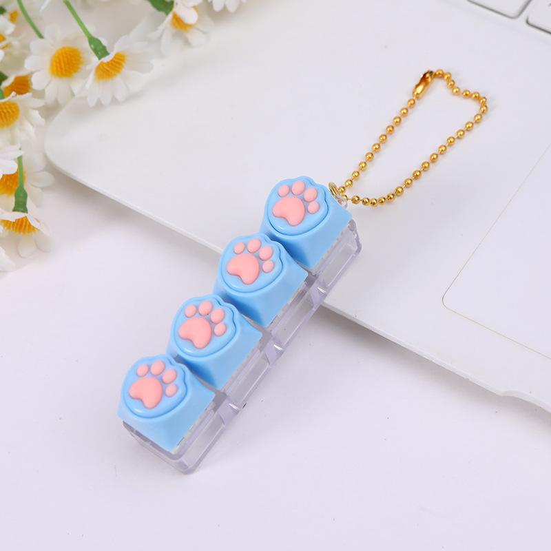 

Llavero de silicona con forma de Pata de Gato, luz LED, Flash, juguete para aliviar el estrés, llavero portátil para amantes del синий