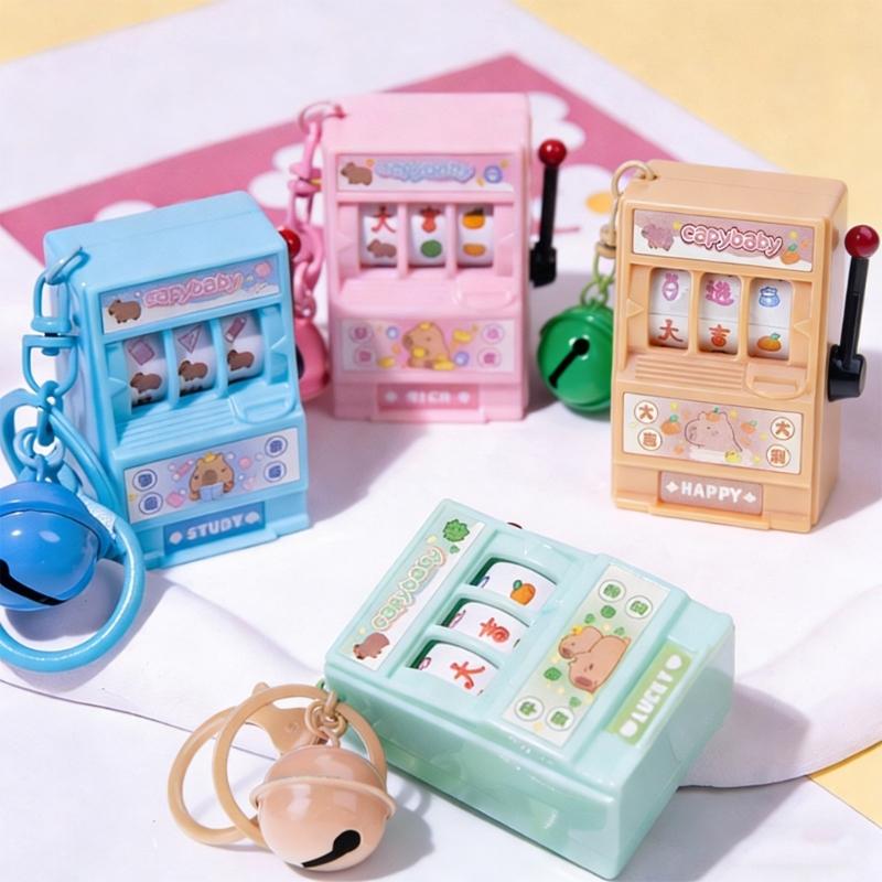 Cute Capybara Fruit Machine Key Holder Charming Capybara Fruit Spin Keychain Delightful Game Charm For Kids And Adults