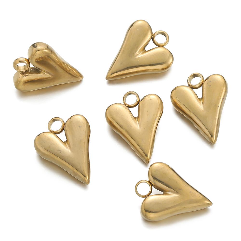 5pcs/lot Stainless Steel Heart Shape Charms Pendants for Handmade DIY Jewelry Necklace Earring Making Accessories