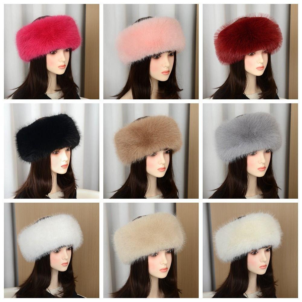 Coldproof Plush Faux Fur Headband Soft Fluffy Elastic Hair Bands Lady Warm Empty Hat  Skiing