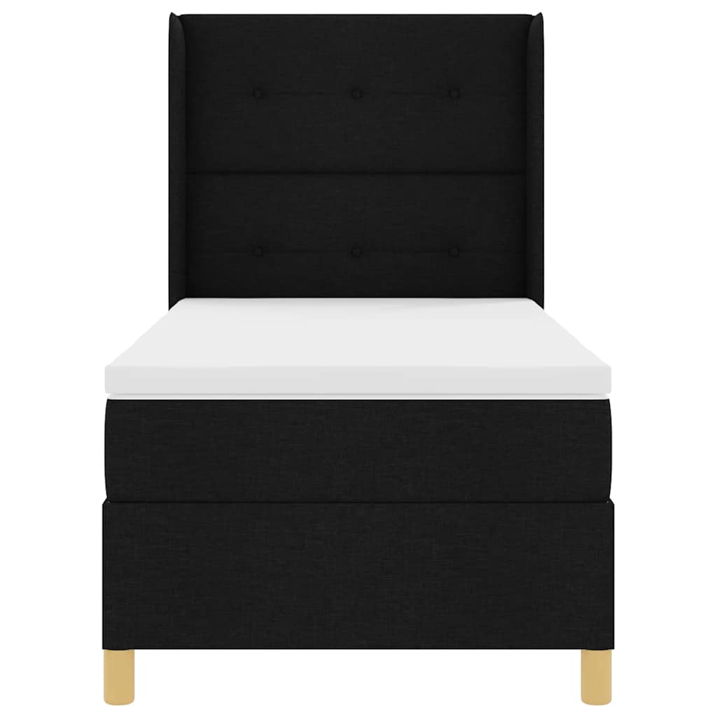 Box Spring Bed with Headboard Black 100 x 200 cm Fabric