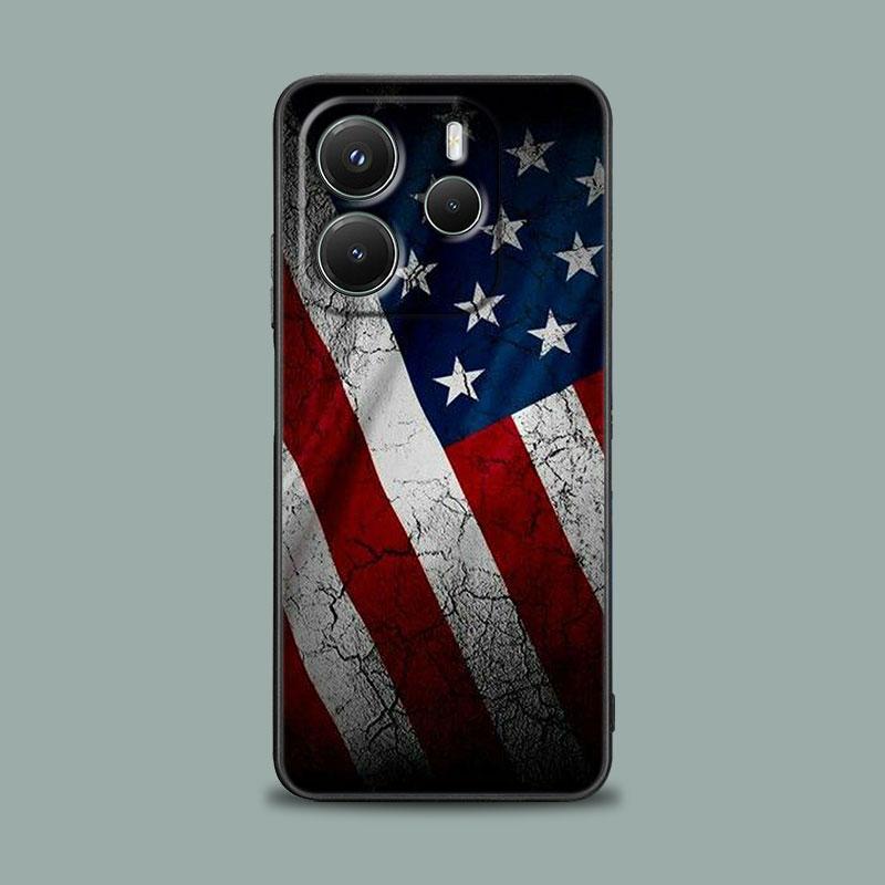 Phone Case for Xiaomi Redmi 15C 14C 12C 13C Redmi Note 15 14 13 12 11 10 Pro Plus 12S Silicone Soft Cover American USA Flag Star