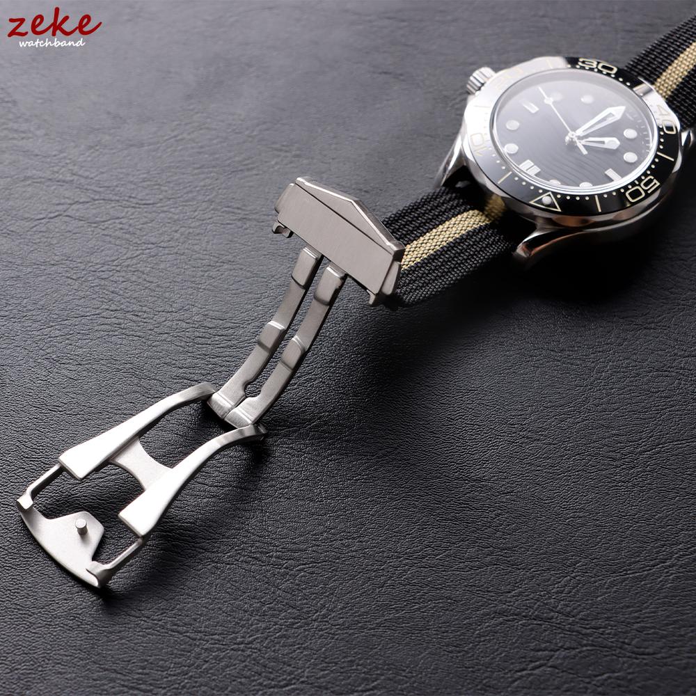 Ribbed Nylon Watch Band 20mm for Omega Diving Watch Strap Folding Buckle Bracelet Loop Military Washable Blet for Men Watchbands
