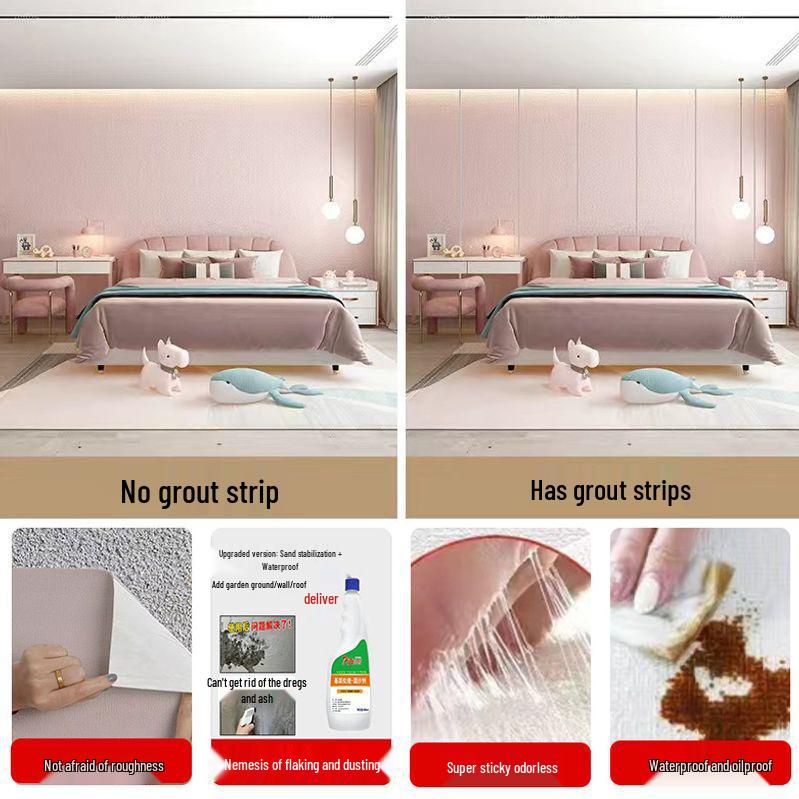 3D Waterproof Self-Adhesive Coarse Peel Wallpaper for Bathrooms, Bedrooms, Kitchens - Mold & Oil-Proof, Moisture Resistant.