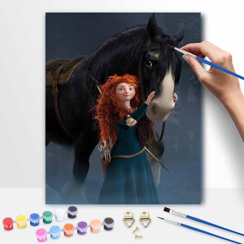 Disney Brave Merida and Angus Oil Painting Kit Wall Art Home Decor Gift 20x30cm