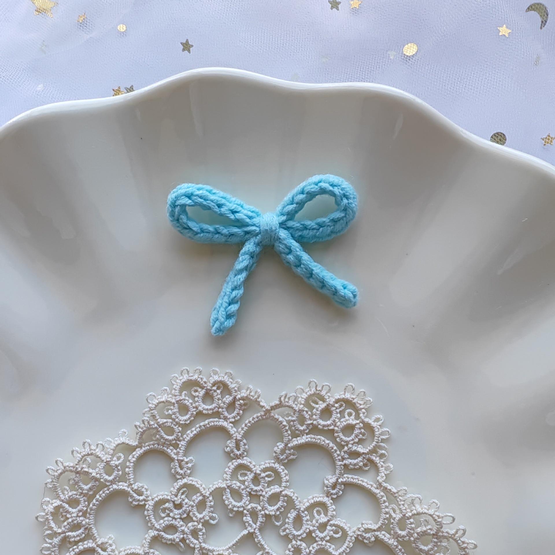 Hand-Crocheted Yarn Flower Bow Tie 5cm - Clothing, Shoes, Socks, Hair Accessory озеро синий