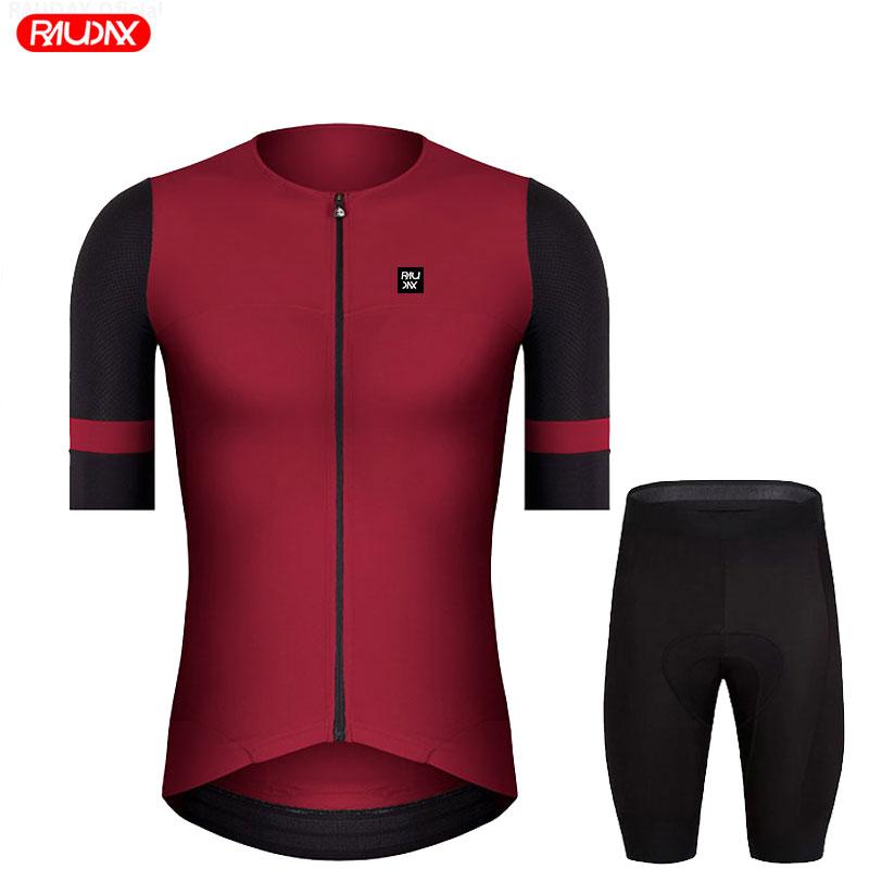 Summer PRO AERO Elastic Sleeve Cycling Clothing Man Red Senior Breathable Cycling Jersey Set Mountain Bicycle Road Riding Jersey