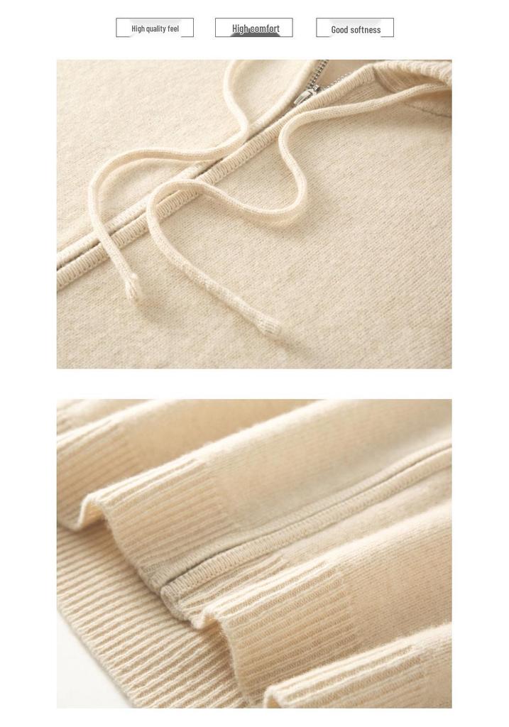 2026 Autumn Soft Pure Wool Hooded Knit Vest - Casual, Skin-Friendly, Loose Zipper Top