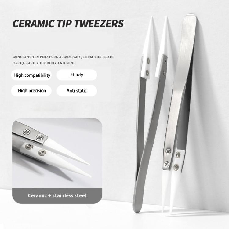 Heat Resistant Multipurpose Zirconia Ceramic Head Tweezers Acid Resistant None Magnetic Stainless Steel Crafting Tool