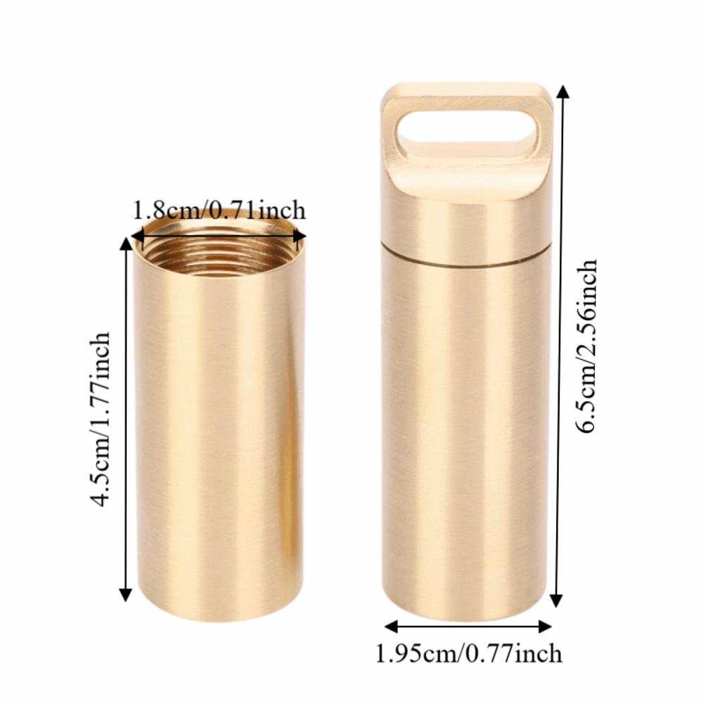 Brass Tablet Container Waterproof Pill Container Durable Capsule Box Holder  Outdoor Travel