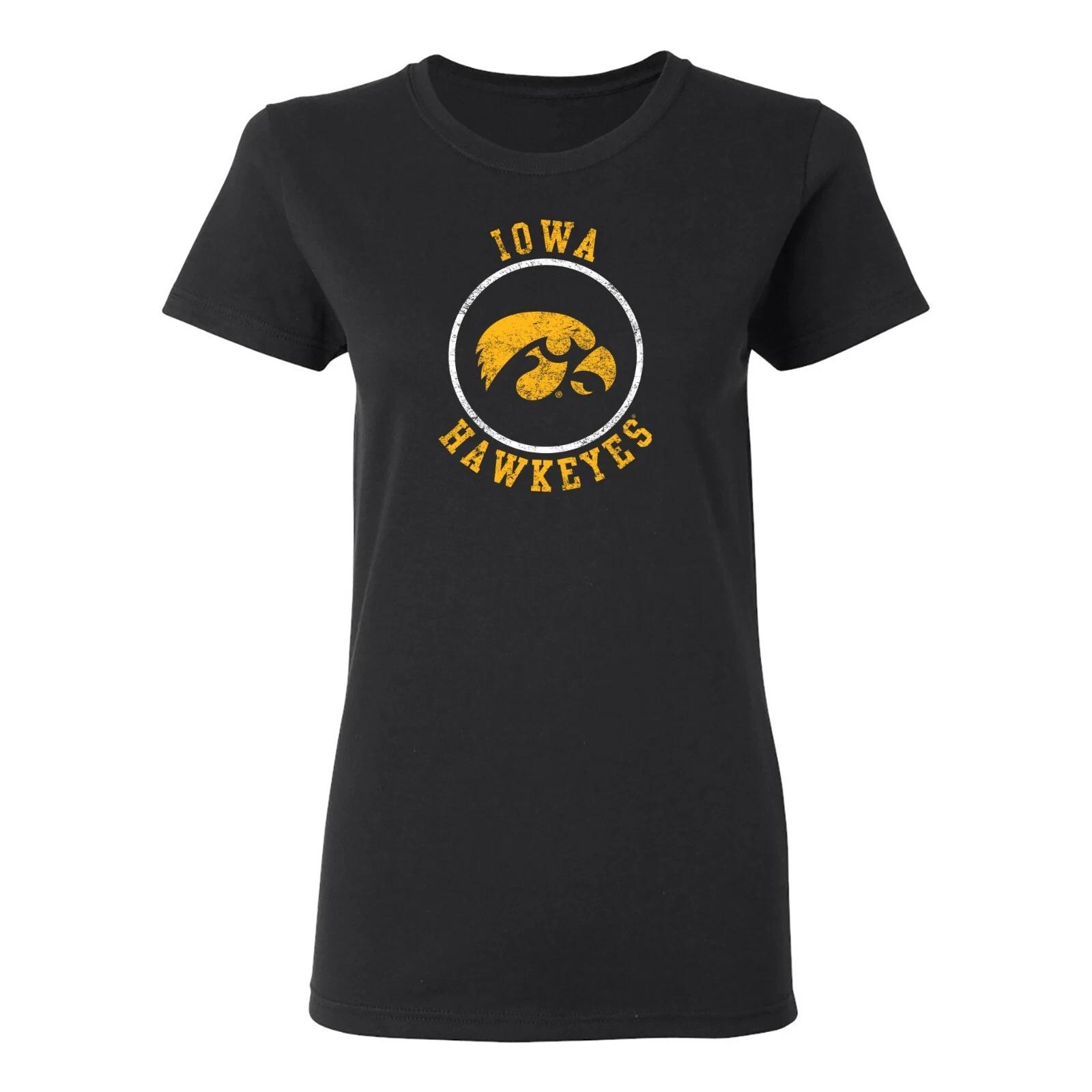 Iowa Hawkeyes Distressed Circle Logo Womens T-Shirt 3XL