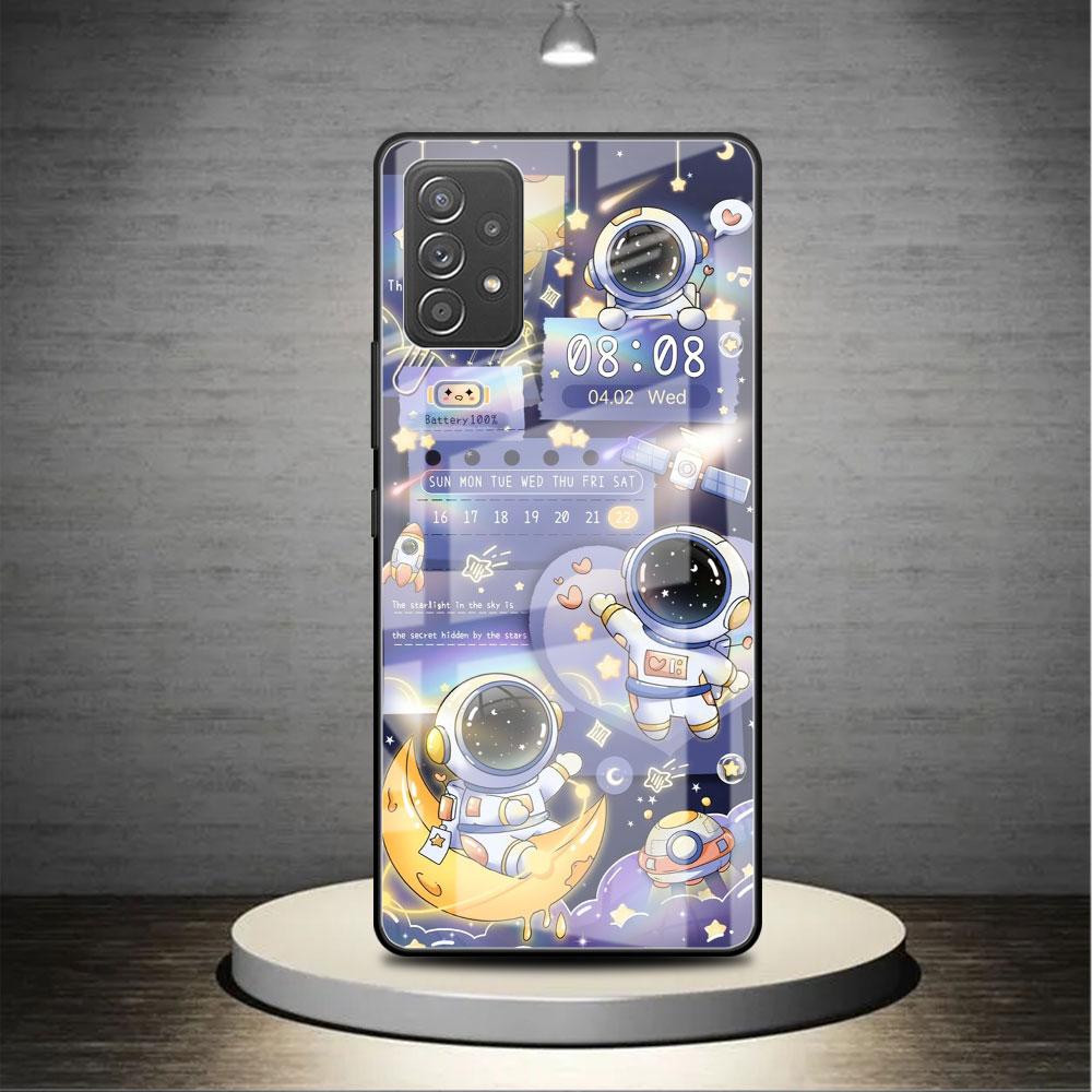 Glashülle für Samsung Galaxy A52 A71 A50 A51 A70 A21s A31 A72 A10 A12 A30 A22 5G Telefonabdeckung Astronaut Cartoon