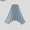 INCERUN Vintage Men Elastic Waist Gothic Striped Casual Baggy Drop-crotch Pants