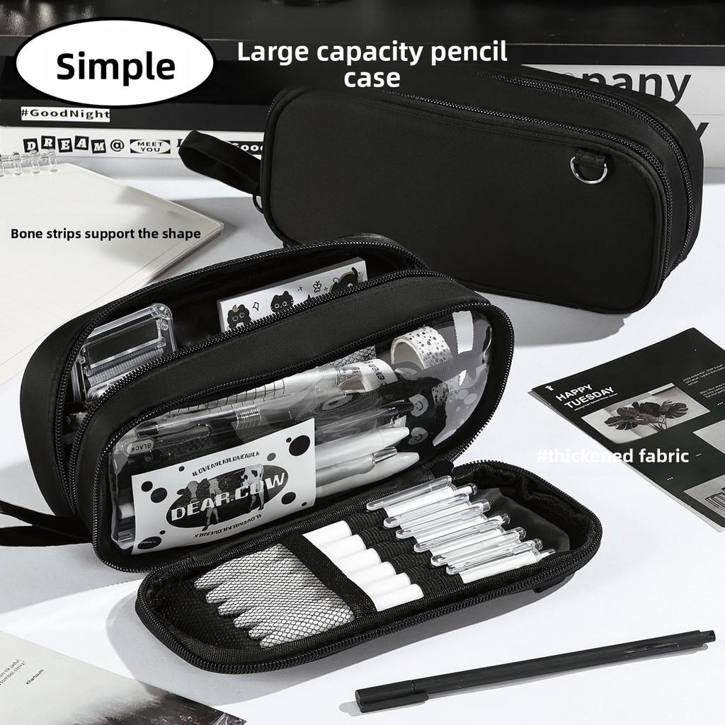 Simple Hanging Multi Compartment Pen Case With Durable Fabric For Students And Office Use