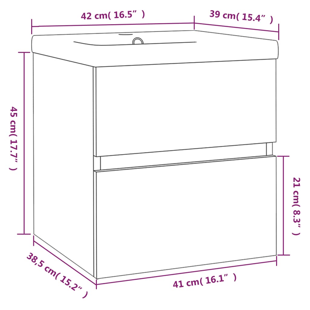 Vidaxl Cabinet with Sink, Smoked Oak, Wood-based Material