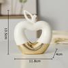 Gold-plated Hollow Out Apple Pear Statue Ceramic Ornaments Desk Decoration Modern Crafts Fruits Sculpture Room Aesthetic Decor