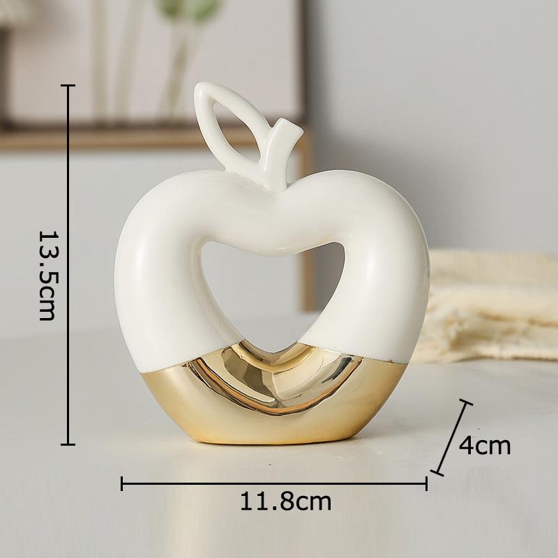 

Gold-plated Hollow Out Apple Pear Statue Ceramic Ornaments Desk Decoration Modern Crafts Fruits Sculpture Room Aesthetic Decor